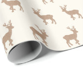 Beige Rendier Winter Modern Minimalistisch Kerstmi Cadeaupapier (Rol Hoek)