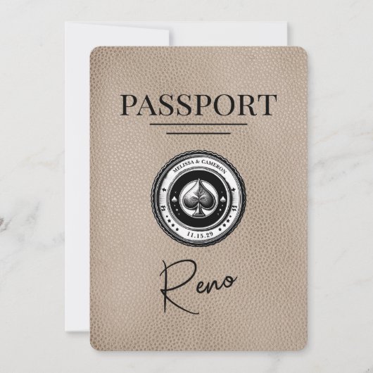 Beige Reno Paspoort Bewaar de datum Save The Date (Voorkant)