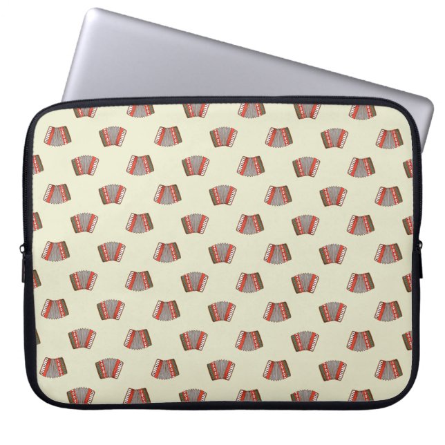 Beige Retro Accordion Patroonlaptophoes Laptop Sleeve (Voorkant)