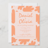 Beige Retro Bloemen met QR Huwelijksuitnodiging Kaart (Voorkant)