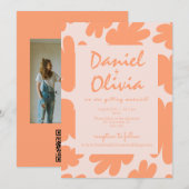 Beige Retro Bloemen met Uitnodiging voor Fotobruil (Voorkant / Achterkant)