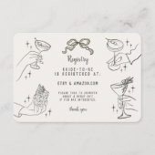 Beige Retro Cocktail Party Bruids Registry Invoege Informatiekaartje (Voorkant)