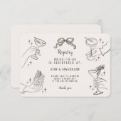 Beige Retro Cocktail Party Bruids Registry Invoege Informatiekaartje (Voorkant / Achterkant)