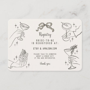 Beige Retro Cocktail Party Bruids Registry Invoege Informatiekaartje