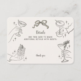 Beige Retro Cocktail Party Details Uitnodigen Invo Informatiekaartje