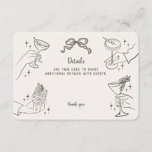 Beige Retro Cocktail Party Details Uitnodigen Invo Informatiekaartje