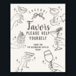 Beige Retro  Cocktail Party Favorieten Teken Poster<br><div class="desc">Cheers! Dit moderne, op het midden van de eeuw geïnspireerde cocktailfeestdecor heeft kleurrijke handen met klassieke cocktails, waardoor u een vleugje charme krijgt. Perfect voor een verfijnde speakeasy-stijl bijeenkomst of een retro happy hour, dit ontwerp zet de scène voor de gasten om een glas te heffen en te genieten van...</div>