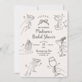 Beige Retro Cocktail Party Vrijgezellenfeest Uitno