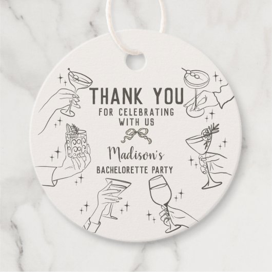 Beige Retro Cocktailfeest Afscheidscocktail voor d Bedankjes Labels (Voorkant)