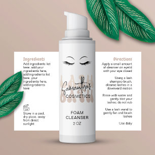 Beige Retro Font Lash Bath Shampoo Wrap Around Rechthoekige Sticker