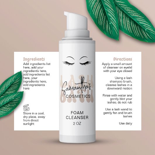 Beige Retro Font Lash Bath Shampoo Wrap Around Rechthoekige Sticker