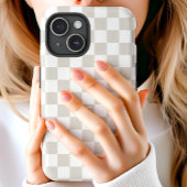 Beige Retro Geruite Patroon Monogram Case-Mate iPhone Case