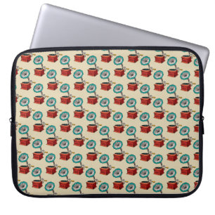 Beige Retro Gramophone Pattern-hoes Laptop Sleeve