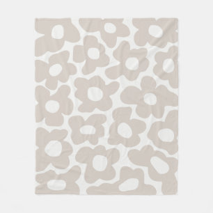 Beige Retro Groovy Baby Bloemen Patroon Fleece Deken