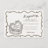 Beige Retro Hart Coquette Cake Registry Insert Informatiekaartje (Voorkant)