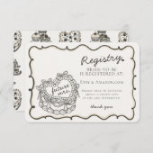 Beige Retro Hart Coquette Cake Registry Insert Informatiekaartje (Voorkant / Achterkant)