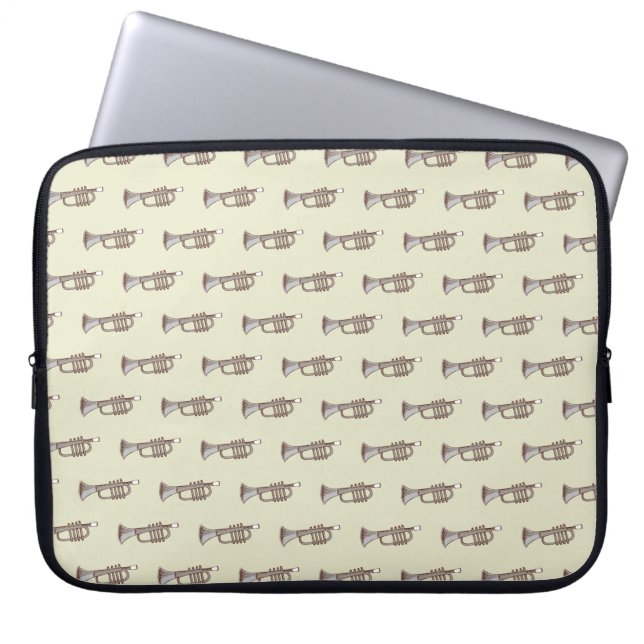 Beige Retro Trumpet-laptophoes Laptop Sleeve (Voorkant)