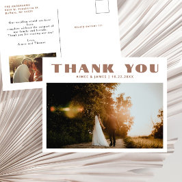 Beige Retro Typografie 2 Foto Huwelijk Bedankt Briefkaart
