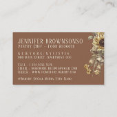 Beige Retro Wood Rolling Pin Sunflower Bakery Visitekaartje (Achterkant)