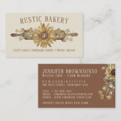 Beige Retro Wood Rolling Pin Sunflower Bakery Visitekaartje (Voorkant / Achterkant)