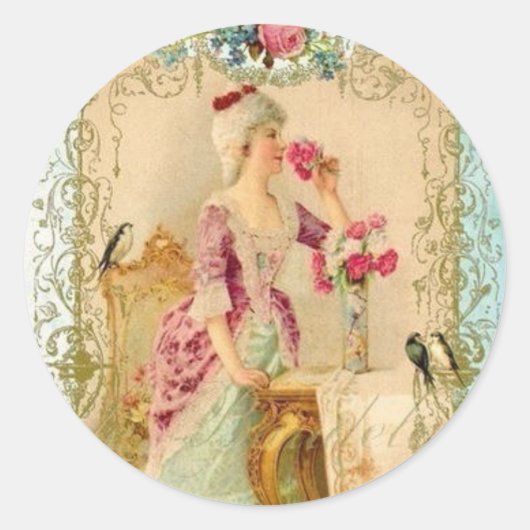 Beige Rococo Envelope Seal Ronde Sticker (Voorkant)