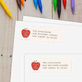 Beige Rode Appel Voorschools Afstudeeradreslabel Etiket
