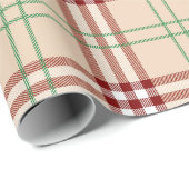 Beige, rode, en groene kerst inpakpapier (Rol Hoek)