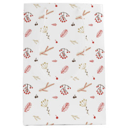 Beige rode Holly Berry Holiday Medium Gift Bag Cadeauzakje