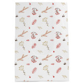 Beige rode Holly Berry Holiday Medium Gift Bag Medium Cadeauzakje (Achterkant)