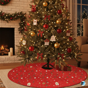 Beige Rode Illustratieve Kerst  Kerstboom Rok