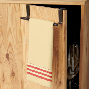 Beige + Rode Streep Afwerking Keuken Handdoek