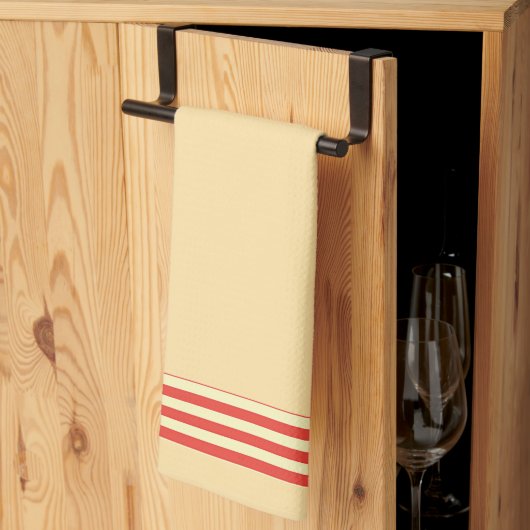 Beige + Rode Streep Afwerking Keuken Handdoek (Derde Gevouwen)