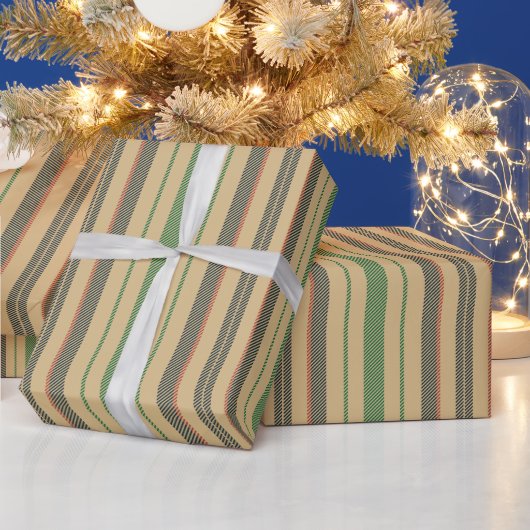  beige rode strepen met kerstmis cadeaupapier (Feestdagen)