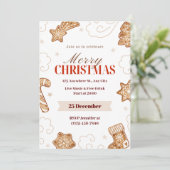 Beige Rode Waterverf Wonderland: Gingerbread Kaart (Staand voorkant)