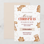 Beige Rode Waterverf Wonderland: Gingerbread Kaart (Voorkant / Achterkant)