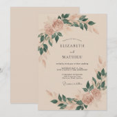 Beige Romantische Boheemse Bruiloft Kaart (Voorkant / Achterkant)