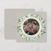 Beige Ronde/Vierkante Sneeuwbes+Eucalyptus Foto Feestdagenkaart (Voorkant / Achterkant)