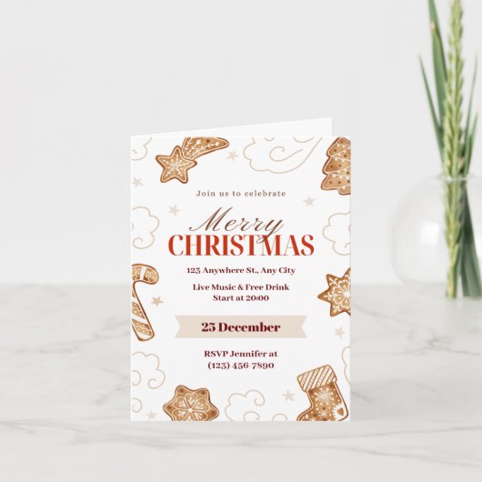 Beige Rood Aquarel Winterwonderland: Gemberkoek (Voorkant)