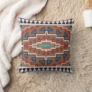 Beige Rood Blauwgroen Indianen Navajo Kussen
