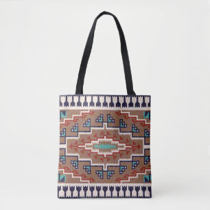Beige Rood Blauwgroen Indianen Navajo Tote Bag