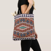 Beige Rood Blauwgroen Indianen Navajo Tote Bag (Dichtbij)