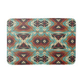 Beige Rood Bruin Aqua Blauw Groen Zwart Tribal Art Badmat (Voorkant)