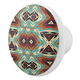 Beige Rood Bruin Aqua Blauw Groen Zwart Tribal Art Keramische Knop