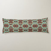 Beige Rood Bruin Aqua Blauw Groen Zwart Tribal Art Lichaamskussen (Achterkant)