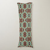 Beige Rood Bruin Aqua Blauw Groen Zwart Tribal Art Lichaamskussen (Voorkant Verticaal)