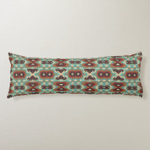 Beige Rood Bruin Aqua Blauw Groen Zwart Tribal Art