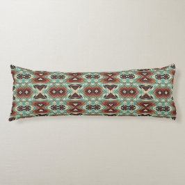 Beige Rood Bruin Aqua Blauw Groen Zwart Tribal Art Lichaamskussen