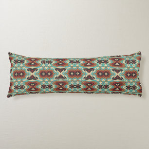 Beige Rood Bruin Aqua Blauw Groen Zwart Tribal Art Lichaamskussen