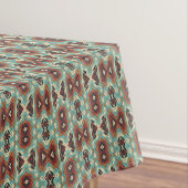 Beige Rood Bruin Aqua Blauw Groen Zwart Tribal Art Tafelkleed (Voorbeeld)