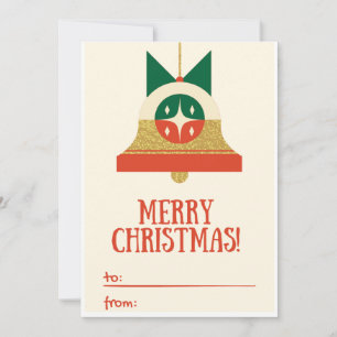 Beige Rood en Groen Retro Vintage Illustratieve Ho Feestdagenkaart